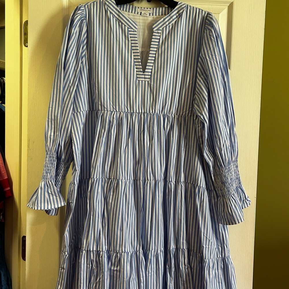 Chic Soul Blue and White Striped Dress size 2xl